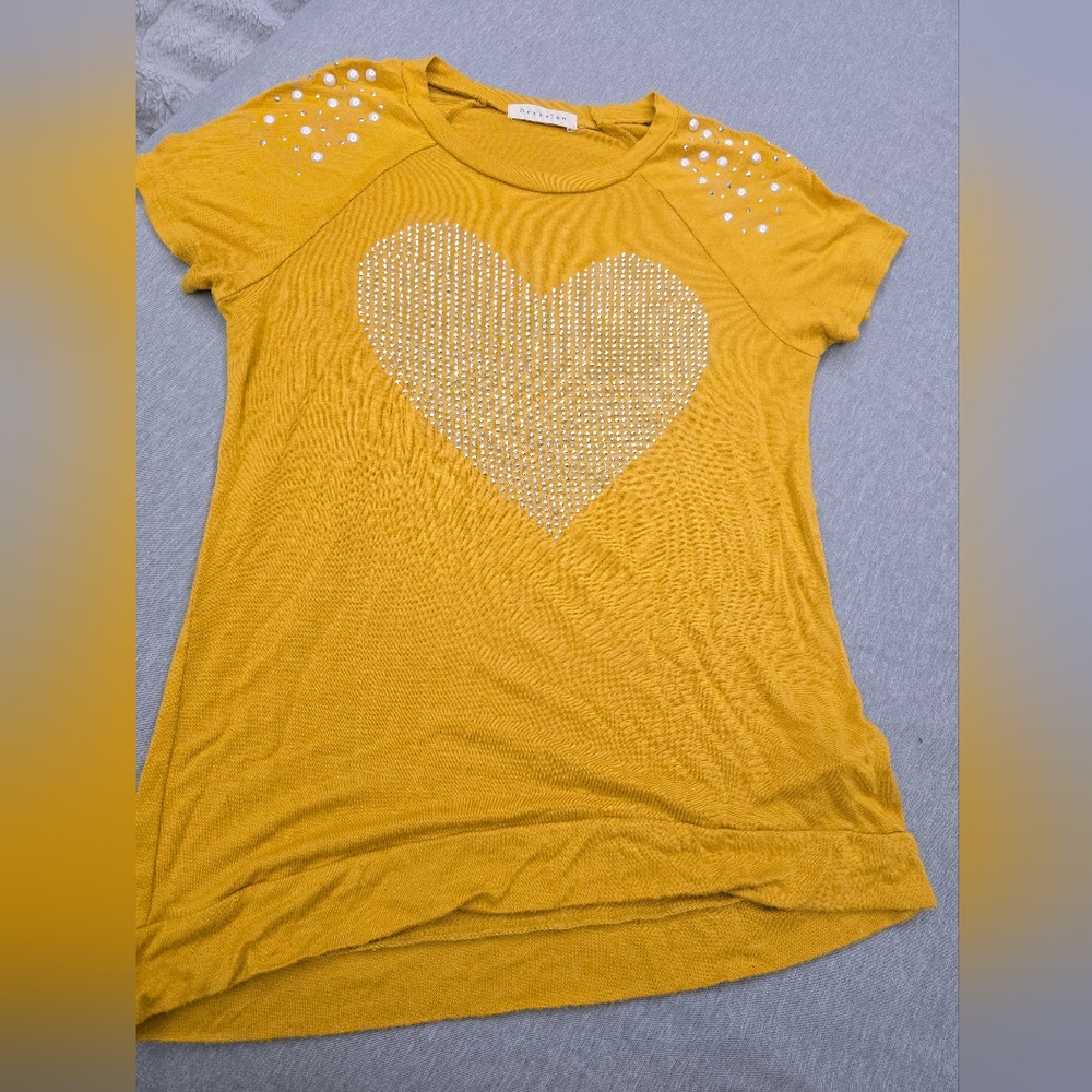 Yellow/golden Heart Embellished girls Top size large